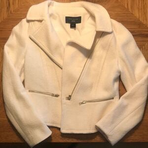 Ann Taylor Factory Off-White Blazer with Zipper Details